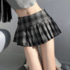 Casual retro pleated plaid skirt